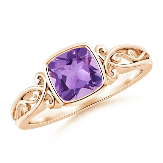 ANGARA Natural 0.8 Ct. Amethyst Solitaire Ring in 14K Rose Gold for Women (Ring Size: 5.5)