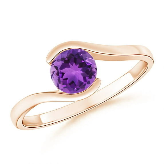 ANGARA Natural 0.8 Ct. Amethyst Solitaire Ring in 14K Rose Gold for Women (Ring Size: 5)