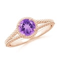 thumbnail image 1 of ANGARA Natural Amethyst Twist Rope Split Shank Ring in 14K Rose Gold for Women (Size-6mm) | February Birthstone, Birthday, Anniversary, Jewelry Gift for Women | Natural Amethyst Ring, 1 of 10