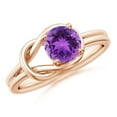 thumbnail image 1 of ANGARA Natural Solitaire Amethyst Infinity Knot Ring in 14K Rose Gold for Women (Size-6mm) | February Birthstone, Birthday, Anniversary, Jewelry Gift for Women | Natural Amethyst Ring, 1 of 10
