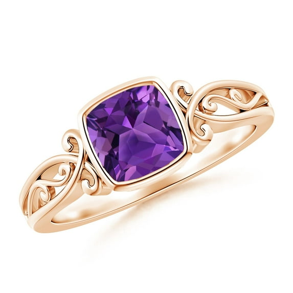 ANGARA Natural 0.8 Ct. Amethyst Solitaire Ring in 14K Rose Gold for Women (Ring Size: 6)