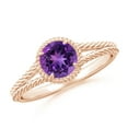 thumbnail image 1 of ANGARA Natural Amethyst Twist Rope Split Shank Ring in 14K Rose Gold for Women (Size-6mm) | February Birthstone, Birthday, Anniversary, Jewelry Gift for Women | Natural Amethyst Ring, 1 of 10
