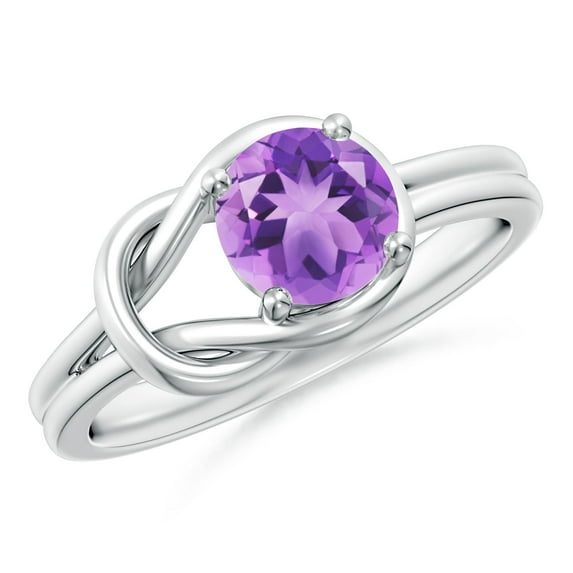 ANGARA Natural Solitaire Amethyst Infinity Knot Ring in 14K White Gold for Women (Size-6mm) | February Birthstone, Birthday, Anniversary, Jewelry Gift for Women | Natural Amethyst Ring