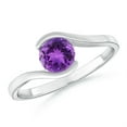 thumbnail image 1 of ANGARA Natural Semi Bezel-Set Solitaire Round Amethyst Bypass Ring in 14K White Gold for Women (Size-6mm) | February Birthstone, Birthday, Anniversary, Jewelry Gift for Women | Natural Amethyst Ring, 1 of 8