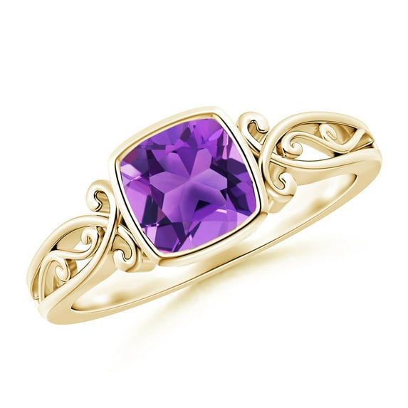 ANGARA Natural 0.8 Ct. Amethyst Solitaire Ring in 14K Yellow Gold for Women (Ring Size: 10)