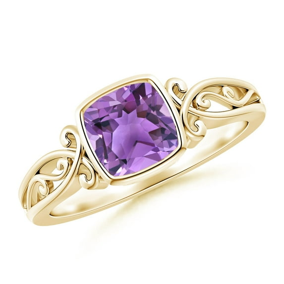 ANGARA Natural 0.8 Ct. Amethyst Solitaire Ring in 14K Yellow Gold for Women (Ring Size: 11.5)