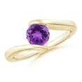 thumbnail image 1 of ANGARA Natural Bar-Set Solitaire Round Amethyst Bypass Ring in 14K Yellow Gold for Women (Size-6mm) | February Birthstone, Birthday, Anniversary, Jewelry Gift for Women | Natural Amethyst Ring, 1 of 9