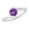 thumbnail image 1 of ANGARA Natural Bar-Set Solitaire Round Amethyst Bypass Ring in 925 Sterling Silver for Women (Size-6mm) | February Birthstone, Birthday, Anniversary, Jewelry Gift for Women | Natural Amethyst Ring, 1 of 9