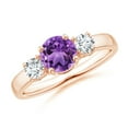 thumbnail image 1 of ANGARA Natural 0.8 Ct. Amethyst with Diamond Classic Engagement Ring in 14K Rose Gold for Women (Ring Size: 7), 1 of 9