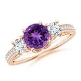 thumbnail image 1 of ANGARA Natural 0.8 Ct. Amethyst with Diamond Classic Ring in 14K Rose Gold for Women (Ring Size: 11), 1 of 8