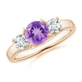 thumbnail image 1 of ANGARA Natural 0.8 Ct. Amethyst with Diamond Classic Ring in 14K Rose Gold for Women (Ring Size: 3), 1 of 9