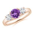 thumbnail image 1 of ANGARA Natural 0.8 Ct. Amethyst with Diamond Classic Ring in 14K Rose Gold for Women (Ring Size: 7), 1 of 8