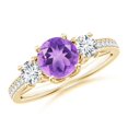 thumbnail image 1 of ANGARA Natural 0.8 Ct. Amethyst with Diamond Classic Ring in 14K Yellow Gold for Women (Ring Size: 7), 1 of 8