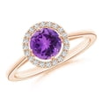 thumbnail image 1 of ANGARA Natural 0.8 Ct. Amethyst with Diamond Halo Ring in 14K Rose Gold for Women (Ring Size: 3), 1 of 8