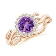 thumbnail image 1 of ANGARA Natural Vintage Inspired Amethyst Flower and Vine Ring in 14K Rose Gold for Women (Size-6mm) | February Birthstone, Birthday, Anniversary, Jewelry Gift for Women | Natural Amethyst Ring, 1 of 9