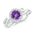thumbnail image 1 of ANGARA Natural 0.8 Ct. Amethyst with Diamond Halo Ring in 14K White Gold for Women (Ring Size: 11), 1 of 10