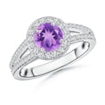 thumbnail image 1 of ANGARA Natural 0.8 Ct. Amethyst with Diamond Halo Ring in 14K White Gold for Women (Ring Size: 3.5), 1 of 8