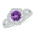 thumbnail image 1 of ANGARA Natural 0.8 Ct. Amethyst with Diamond Halo Ring in Sterling Silver for Women (Ring Size: 3.5), 1 of 10