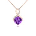 thumbnail image 1 of ANGARA Natural Claw-Set Amethyst Infinity Pendant with Diamonds in 14K Rose Gold for Women (Size-6mm) | February Birthstone, Birthday, Anniversary, Jewelry Gift for Women | Natural Amethyst Necklace, 1 of 7