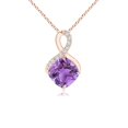 thumbnail image 1 of ANGARA Natural Claw-Set Amethyst Infinity Pendant with Diamonds in 14K Rose Gold for Women (Size-6mm) | February Birthstone, Birthday, Anniversary, Jewelry Gift for Women | Natural Amethyst Necklace, 1 of 9