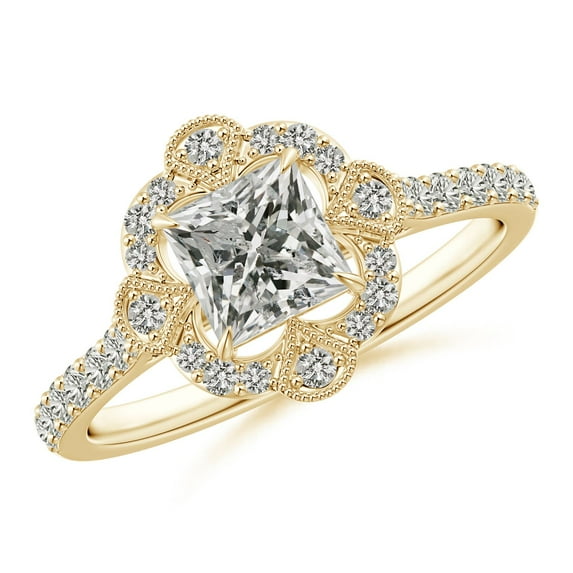 ANGARA Natural 0.82 Ct. Diamond Vintage Inspired Engagement Ring in 14K Yellow Gold for Women (Ring Size: 3.5)