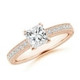 thumbnail image 1 of ANGARA Natural Princess Cut Diamond Ring in 14K Rose Gold for Women (Size-5.2mm| Color-H| Clarity-SI2) | April Birthstone, Anniversary, Jewelry Gift for Women | Natural Diamond Ring, 1 of 9