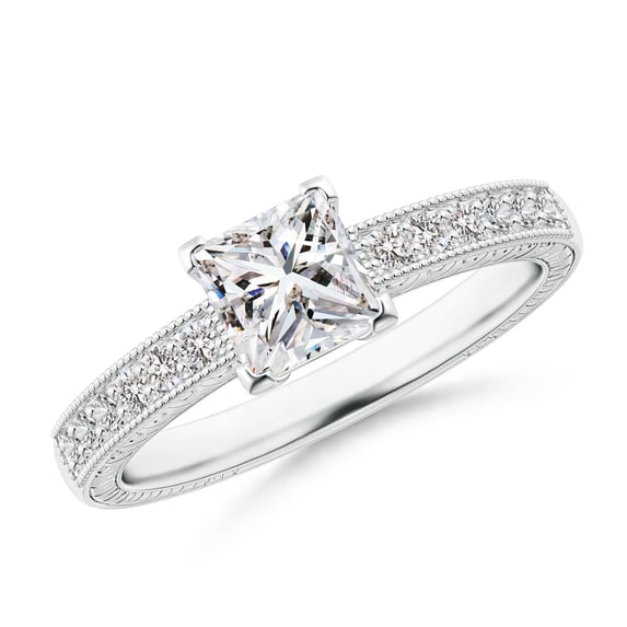 ANGARA Natural Princess Cut Diamond Ring in 14K White Gold for Women (Size-5.2mm| Color-I-J| Clarity-I1-I2) | April Birthstone, Anniversary, Jewelry Gift for Women | Natural Diamond Ring