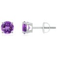 thumbnail image 1 of ANGARA Natural Basket-Set Round Amethyst Studs in 14K White Gold for Women (Size-5mm) | February Birthstone, Birthday, Anniversary, Jewelry Gift for Women | Natural Amethyst Earrings, 1 of 13