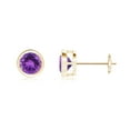 thumbnail image 1 of ANGARA Natural Bezel-Set Amethyst Solitaire Stud Earrings in 14K Yellow Gold for Women (Size-5mm) | February Birthstone, Birthday, Anniversary, Jewelry Gift for Women | Natural Amethyst Earrings, 1 of 7