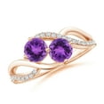 thumbnail image 1 of ANGARA Natural 0.9 Ct. Amethyst with Diamond Classic Ring in 14K Rose Gold for Women (Ring Size: 3), 1 of 9