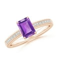 thumbnail image 1 of ANGARA Natural 0.9 Ct. Amethyst with Diamond Classic Ring in 14K Rose Gold for Women (Ring Size: 4.5), 1 of 8