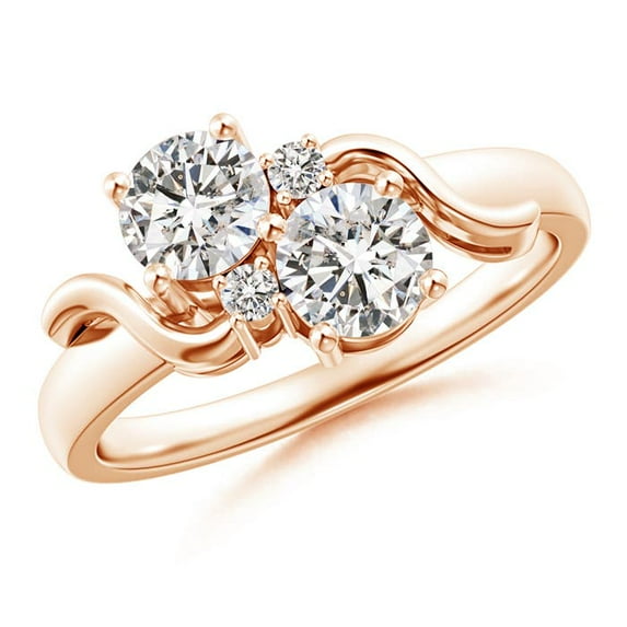 ANGARA Natural 0.94 Ct. Diamond Fashion Ring in 14K Rose Gold for Women (Ring Size: 10)