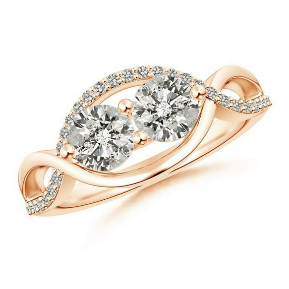ANGARA Natural Diamond Infinity Twist Engagement Ring in 14K Rose Gold for Women (Size-5mm| Color-K| Clarity-I3) | April Birthstone, Anniversary, Jewelry Gift for Women | Natural Diamond Ring