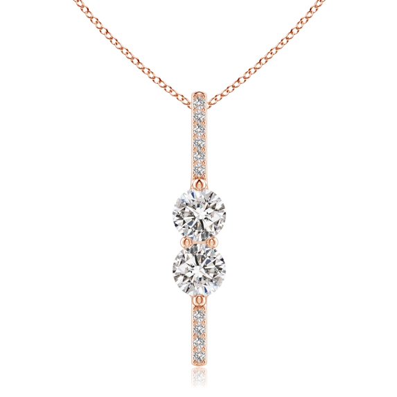 ANGARA Natural Double Diamond Bar Pendant in 14K Rose Gold for Women (Size-5mm | Color-I-J| Clarity-I1-I2) | April Birthstone, Birthday, Anniversary, Jewelry Gift for Women | Natural Diamond Necklace