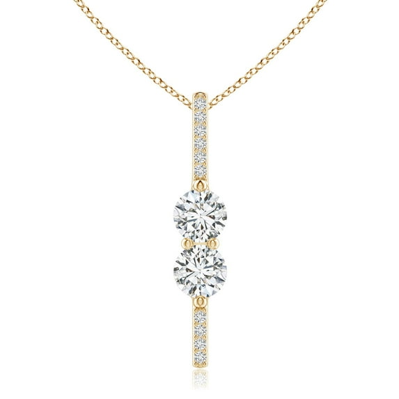 ANGARA Natural Double Diamond Bar Pendant in 14K Yellow Gold for Women (Size-5mm | Color-H | Clarity-SI2) | April Birthstone, Birthday, Anniversary, Jewelry Gift for Women | Natural Diamond Necklace