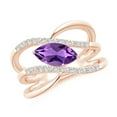 thumbnail image 1 of ANGARA Natural Diagonal Marquise Amethyst Ribbon Shank Ring in 14K Rose Gold for Women (Size-10x5mm) | February Birthstone, Birthday, Anniversary, Jewelry Gift for Women | Natural Amethyst Ring, 1 of 8
