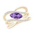 thumbnail image 1 of ANGARA Natural Diagonal Marquise Amethyst Ribbon Shank Ring in 14K Yellow Gold for Women (Size-10x5mm) | February Birthstone, Birthday, Anniversary, Jewelry Gift for Women | Natural Amethyst Ring, 1 of 8
