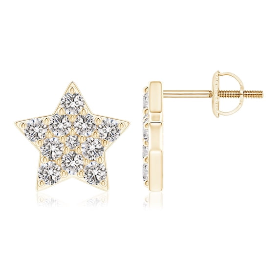 ANGARA Natural Diamond Star-Shaped Stud Earrings in 14K Yellow Gold for Women (Size-2.25mm| Color-I-J| Clarity-I1-I2) | April Birthstone, Anniversary Jewelry Gift for Women | Natural Diamond Earrings
