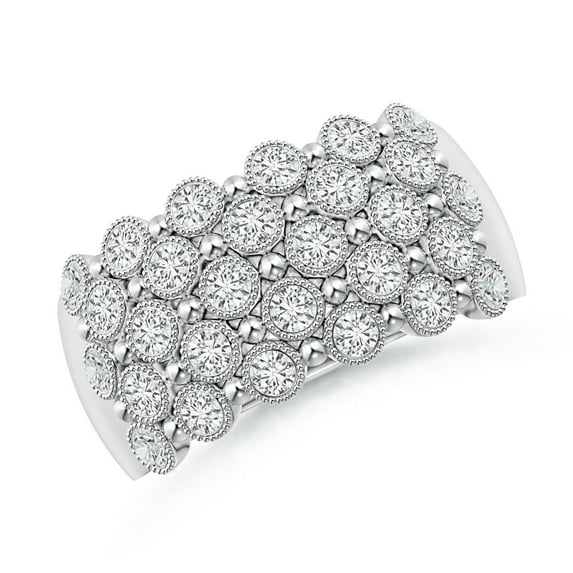 ANGARA Natural Diamond Bezel-Set 5 Layer Cobblestone Ring in 14K White Gold for Women (Size-2mm| Color-H| Clarity-SI2) | April Birthstone, Anniversary, Jewelry Gift for Women | Natural Diamond Ring