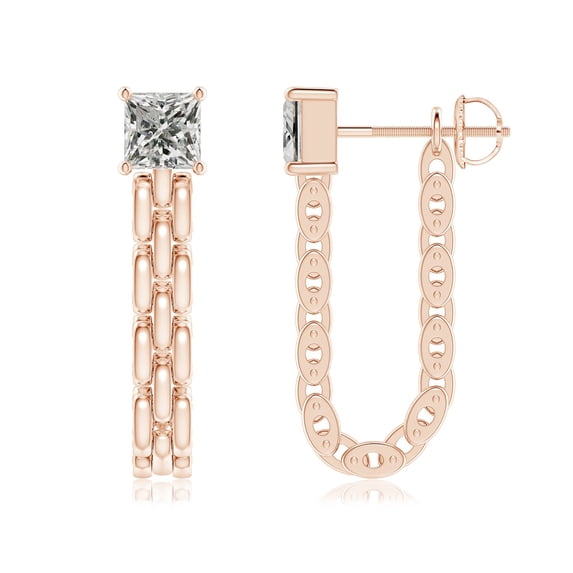 ANGARA Natural Princess 1.04 ct Diamond Earrings in 14K Rose Gold for Women (Size-4.5mm| Color-K| Clarity-I3) | April Birthstone, Anniversary, Jewelry Gift for Women | Natural Diamond Earrings