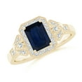 thumbnail image 1 of ANGARA Natural 1.05 Ct Aeon Sapphire Halo Engagement Ring with Milgrain in 14K Yellow Gold for Women (Size-7x5mm) | September Birthstone, Anniversary, Jewelry Gift for Women | Natural Sapphire Ring, 1 of 9