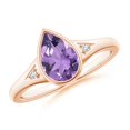 thumbnail image 1 of ANGARA Natural 1.05 Ct. Amethyst with Diamond Classic Ring in 14K Rose Gold for Women (Ring Size: 7), 1 of 11