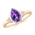 thumbnail image 1 of ANGARA Natural Pear-Shaped 1.05 ct Amethyst Ring with Diamonds in 14K Rose & White Gold for Women (Size-9x6mm) | February Birthstone, Anniversary, Jewelry Gift for Women | Natural Amethyst Ring, 1 of 11
