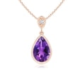 thumbnail image 1 of ANGARA Natural Bezel-Set 1.05 ct Amethyst Teardrop Pendant with Diamond in 14K Rose Gold for Women (Size-9x6mm) | February Birthstone, Anniversary, Jewelry Gift for Women | Natural Amethyst Necklace, 1 of 9