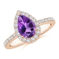 thumbnail image 1 of ANGARA Natural 1.05 Ct. Amethyst with Diamond Halo Ring in 14K Rose Gold for Women (Ring Size: 7.5), 1 of 8