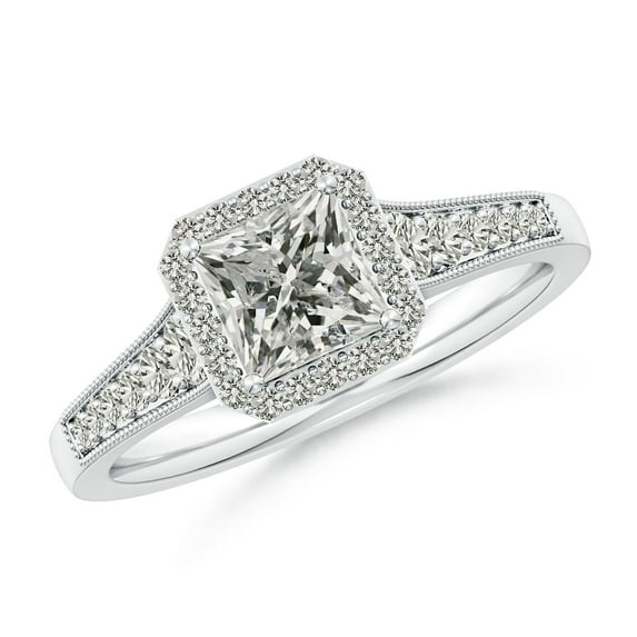 ANGARA Natural 1.05 Ct. Diamond Halo Engagement Ring in Sterling Silver for Women (Ring Size: 7)