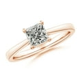 thumbnail image 1 of ANGARA Natural Princess-Cut 1.05 ct Diamond Engagement Ring in 14K Rose Gold for Women (Size-5.5mm| Color-K| Clarity-I3) | April Birthstone, Anniversary, Jewelry Gift for Women | Natural Diamond Ring, 1 of 10