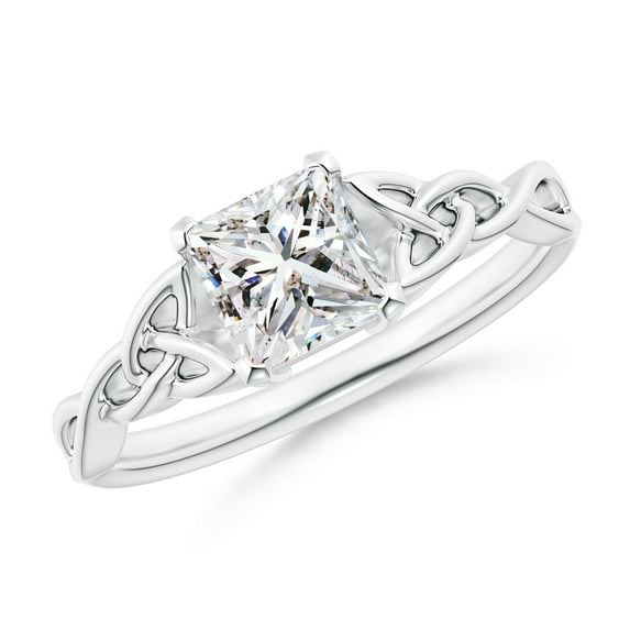 ANGARA Natural Princess-Cut 1.05 ct Diamond Celtic Knot Ring in 14K White Gold for Women (Size-5.5mm| Color-I-J| Clarity-I1-I2) | Anniversary, Jewelry Gift for Women | Natural Diamond Ring