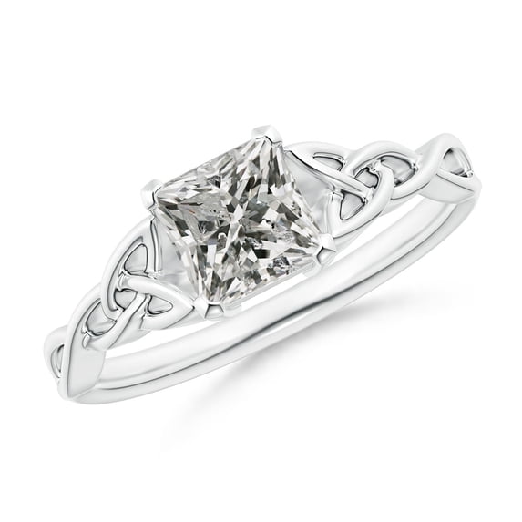 ANGARA Natural Princess-Cut 1.05 ct Diamond Celtic Knot Ring in 14K White Gold for Women (Size-5.5mm| Color-K| Clarity-I3) | Anniversary, Jewelry Gift for Women | Natural Diamond Ring
