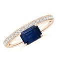 thumbnail image 1 of ANGARA Natural 1.05 ct Blue Sapphire Solitaire Ring with Diamonds in 14K Rose Gold for Women (Size-7x5mm) | September Birthstone, Anniversary, Jewelry Gift for Women | Natural Sapphire Ring, 1 of 10